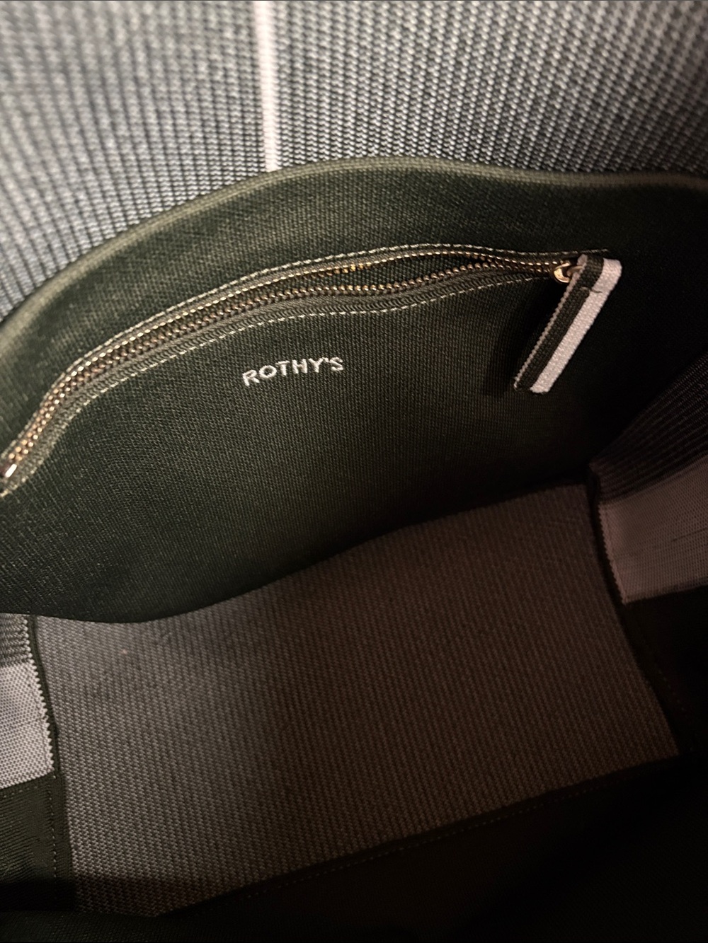 Rothy’s The Bucket Bag - Deep Forest, Black and White Striped - Picture 2 of 11